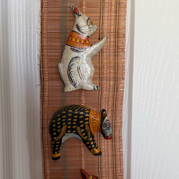 Vintage Hand Carved Animal Wall Hanging Boho Folk Art India 43” Decor Wood - Picture 3 of 6